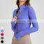 Womens Slim Fit Sports Running Jackets Long Sleeve Thumb Hole Fitness Tops Small Stand-up Collar Zipper Yoga Jacket For Women