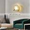 Nordic Creative Living Room Bedroom Bedside Alabaster Wall Lamp Dining Room Aisle Modern Copper Wall Lamp