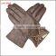 Popular simple style brown leather gloves for women