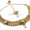 Indian Traditional Gold Tone Polish Beautiful Look Party Wear Necklace Tikka With Pearl Drop For Women