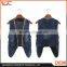 New arrival vintage design sleeveless dark blue color woman jeans jacket with chainlet