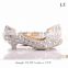 OW08 lady low heel wedding shoes big size crystal design safety shoes for mature women