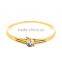Newest Special Rose or Yellow Gold Plated Stainless Steel Crystal Rhinestone Bangle