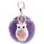 In Stock 8CM Rabbit Fluffy Ball Keychain Owl Rhinestone Cute Fur Ball KeyChain For Car Key Ring Car Ornaments Bag Pendant