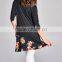 India Wholesale Cotton Tunic Black Floral-Contrast Tunic Design Western New Designer Kurtis Tunic Kurti Designs