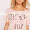 Custom Logo Need More Sleep Night Print Nightwear Shirt Roll Cuff Longline T-shirt Pajamas Short Sleeve Tee Dress