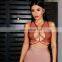 Amigo 2017 new design red sleeveless V neck sexy XXX bandage crop top and midi skirt dress suit for women evening wear