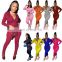 Wholesale Women Fashion Custom Print Outfits Fitness Jogging Tracksuit Two Piece Sets with Zipper