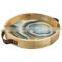 fancy wooden tray with leather handles