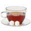 Coffee Cup with Saucer, Clear Double Wall Glass with Large Handle, Cappuccino and Tea Glass With Saucer