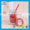 480ml glass beverage jar clear glass 16oz mason jar with handle and straw