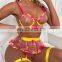 2022 Summer Lace Mesh Heart Embroidery Japanese Mature women Sexy Lingerie Underwear