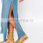 Fashion Women Divided Long Maxi Skirt in Chambray Denim