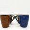 Round shape with flower embossed ceramic mug from China