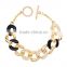 JOFO Brand Gold-Tone Diamond White/Black Enamel Cuff Bracele JDJ0394