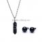 Big Promotion Green Aventurine Natural Stone Bullet Necklace Earrings Jewelry Set SMJ0167