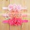 NEW grosgrain ribbon Baby Headbands with three pearls rhinestone flower / chic women skirt waistband accessories clothing collar