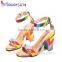 Custome handmade block medium heel summer sandals for women
