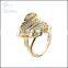 Crystal clear fashion gemstone design wedding brass cz rings