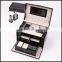Black Leather Flip portable drawer jewelry necklace ring earrings wholesale custom packaging bo
