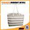 Cheap jute shoulder bag women stripe paper straw handbag cotton handle manufacturers