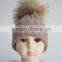 Handmade new design Baby colourful Hats For Kids With Raccoon Fur Balls Knitted Baby Kids Hats