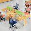 Metal frame wooden 4-seats office partition desks