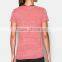 Custom women v neck stripe cotton polyester dri fit t shirt