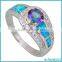 Fashion 925 Sterling Silver Mystic Rainbow Tanzanite Blue Fire Opal Ring