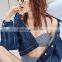 Fashion denim fabric yarn ; new creative wholesale jean jacket yarn ; polyester stretch denim yarn
