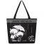 Black cotton shopping tote bag