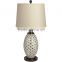 hot sell high quality gold glass desk lamp with beige linen cylinder lamp shade for home decor