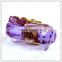 Purple Diamonds Heart Crystal Music Box With Golden Rose for Gifts