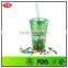 16 oz transparent plastic christmas cup with straw
