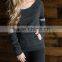 Womens Latest Sweater Design Raw Neckline Sport Stripe Detailing Kangaroo Pocket Football Raglan Sweater