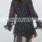 Cheap chiffon Polka Dot Plunge neck Tassel detail Wide-cut sleeves Ruffle trims Festival Smock Dress