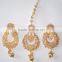 POLKI EARRING PAIR TIKA GOLD TONE hair accessory