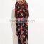 Custom Flower Print Women Soft Comfortable Beachwear Outwear Black Floral Longline Chiffon Kimono