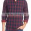 classic contrasting plaid stand collar men's party t-shirt