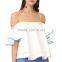 Summer off shoulder short flutter sleeves rickrack latest designer blouses