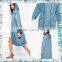 Free shipping 2015 fall new design antique denim dresses long sleeve cowboy woman's long hoodies coats