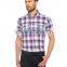 Pink Check Buttoned Regular Short Sleeve Shirt