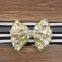 In stock baby large bow turban headband , girls gold sequin bow headband M5062409