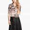CHEFON Printed viscose woven sexy long sleeve party blouses design