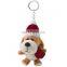 Brand LOGO Cheap Custom Cartoon Soft Stuffed Mini Plush Dog Keychain With Hat