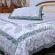 Indian Bed Sheet Bohemian Hand Block Printed Bed Cover White Floral Queen Size Bedspread