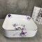Tabletop installtion fashion rectangle new design pink color ceramic washbasin sink