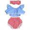 Fashion 3 PCS Baby Outfits Cotton Summer Toddler Plaid Baby Girl Set