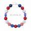 USA Flag Chunky Necklace Bracelet 2pcs Set Girl Bubble Beads Jewelry Sets