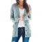 Women Solid Color Casual Cable Knit Cardigan Sweaters Jacket with Button
